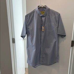 Blue Casual Button Down Shirt with Short Sleeves